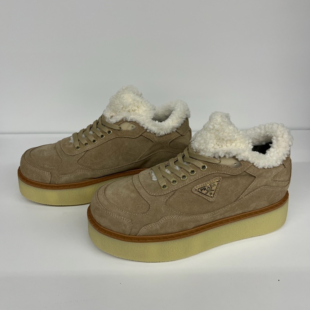 Prada Suede mid-top sneakers in Ecru Size 40 - Picture 3 of 5
